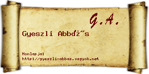 Gyeszli Abbás névjegykártya